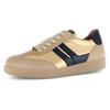 Plateausneaker GABOR, Damen, Gr. 38, karamell, schwarz, Ziegenveloursleder, Glattleder, kontrastfarbene Details, sportlich, Schuhe, Freizeitschuh, Halbschuh, Schnürschuh mit gepolstertem Schaftrand