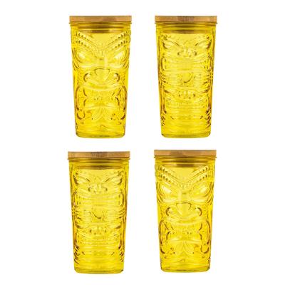 10 Strawberry Street Tiki Glass Sipper, Set of 4