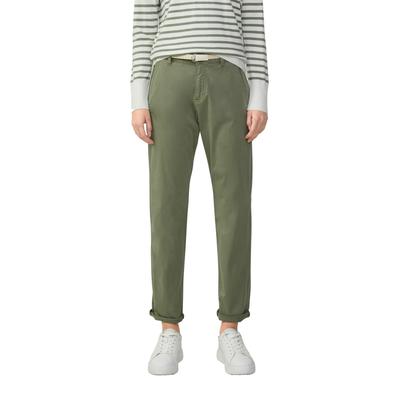Chinohose S.OLIVER, Damen, Gr. 46, N-Gr, shadow khaki, Web, Obermaterial: 98% Baumwolle, 2% Elasthan, unifarben, casual, lang, Hosen, mit Gürtel Image