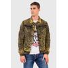 Jeansjacke CIPO & BAXX "'JEANS JACKET'", Herren, Gr. M, gelb, 98% Baumwolle;2% Elasthan, bedruckt, casual, regular fit normal, Langarm, Jacken, mit coolem Alloverprint
