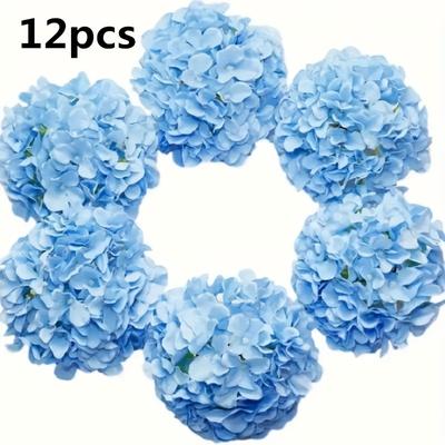 TEMU 12pcs Artificial Hydrangea Flowers, White Floral Stems, Plastic Home & Wedding Decor, No Battery Needed, Engagement, Birthday, Anniversary, Party Supplies Image