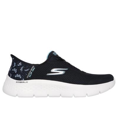 Skechers Women's Slip-ins: GO WALK Flex - Eva Sneaker | Size 8.0 Wide | Black/Aqua | Textile/Synthetic | Vegan | Machine Washable