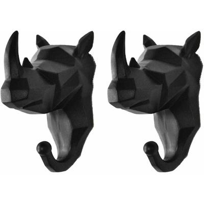 Stück Kleiderhaken, Tierhaken, Kleiderhaken, Schlüsselhalter, Wandbehang (schwarzes Nashorn). Image