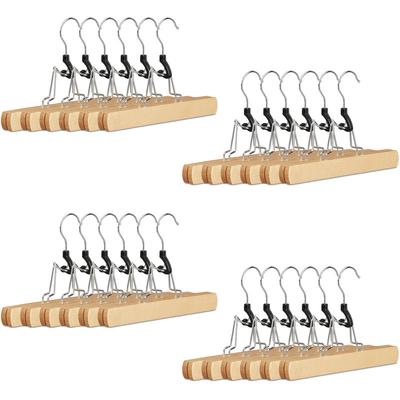 24 x Hosenspanner Holz, Kleiderbügel Set, 360° drehbarer Haken, Klemmbügel für Hosen, hbt: 17 x 25 Image