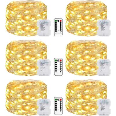 6 Stück Lichterkette Batterie, 5M 50 LED Lichterkette Batterie mit Fernbedienung 8 Modi Wasserdicht Image