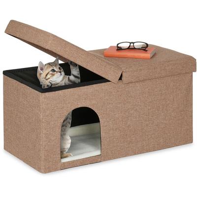 Relaxdays - Katzenhöhle faltbar, belastbare Sitzbank, Katzenmöbel indoor, Tierversteck, hbt 38,5 x Image