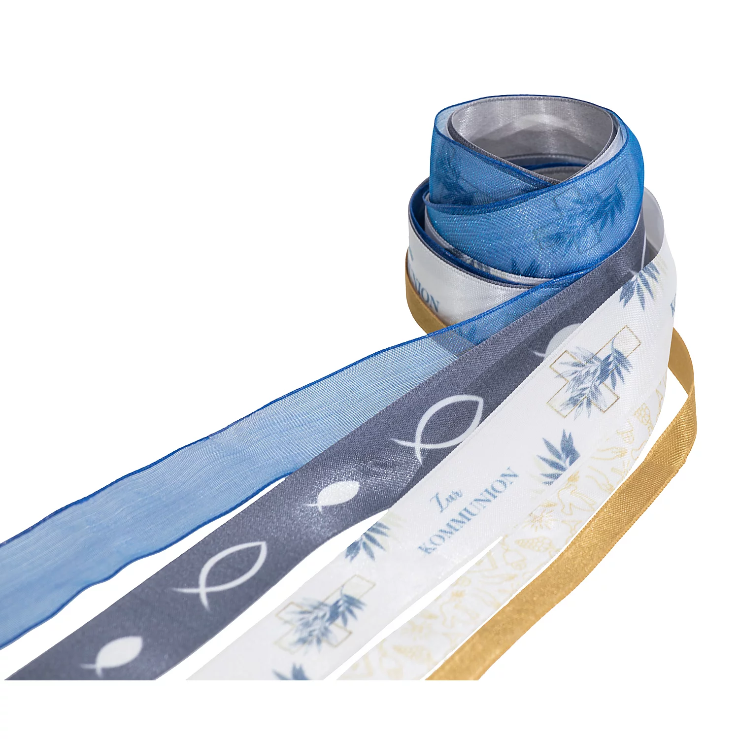 Bänderpaket Kommunion, blau, 10–25 mm, 5x 2 m Image