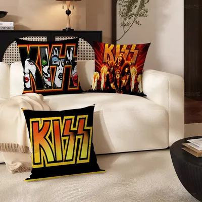 KISS BAND Dekokissenbezug für Zimmerästhetik, Heimdekoration, Schlafzimmer, Sofa, Bett, Couch, Kissenbezug, 45 x 45 cm Image