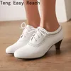 Reife weibliche Pumps, runde Zehen, Schnürung, kleine Absätze, 5 cm, Freizeit, täglich, flache Damenschuhe, große Größe 47 48 49 50 Frühling