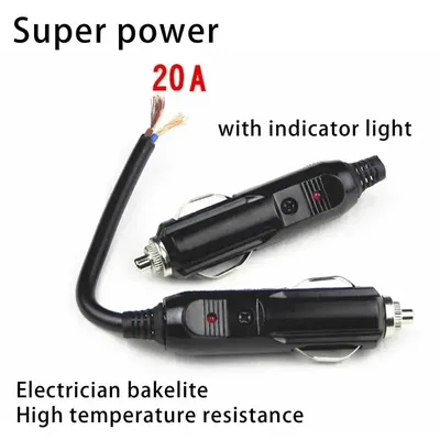 12V To 24V Car Cigarette Lighter Plug Male Head With Indicator Light Vehicle Electrical Cigarette Lighter Plug Charger Adapter