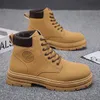Mode Gelb Herren Motorrad Stiefel Straße Outdoor Biker Schuhe Männer Casual Arbeit Stiefel Leder Stiefeletten für Männer Werkzeug Schuhe