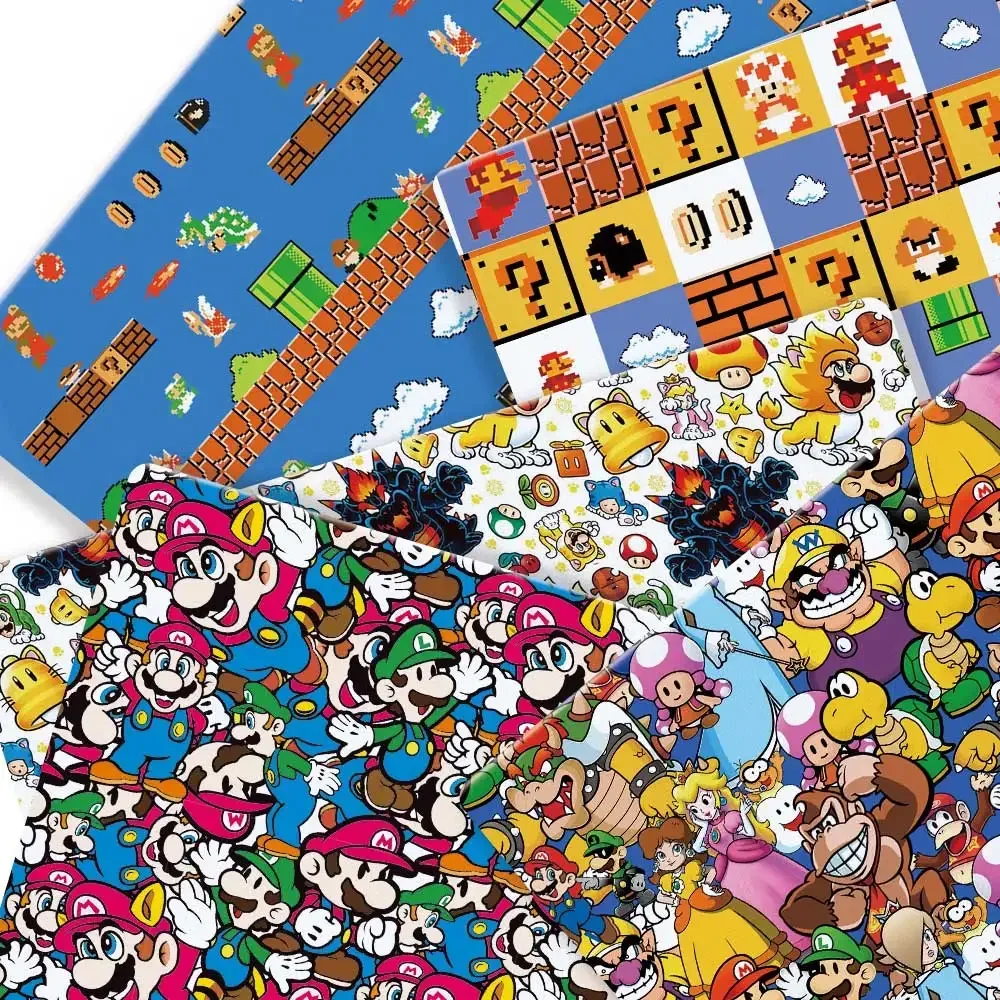 Mario Spiel Fabric140*50cm Handgemachte Nähen Patchwork Quilten Baby Kleid Hause Blatt Gedruckt Stoff Stoff Nähen Kinder Image