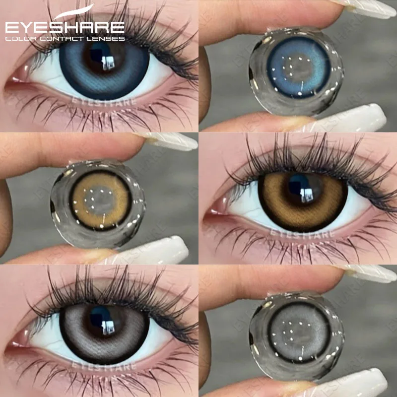 EYESHARE 1 Paar koreanische Gläser mit großem Auge, bunte Kontaktlinsen für Augen, braune Kontaktlinsen, jährliche blaue Linsen, graue Pupillinse Image