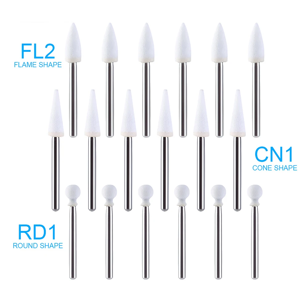 12 teile/schachtel Dental Weiß Stein Polieren FG Bohrer Kegel/Flamme/Runde Form Abrieb Bur Fit Für High Speed handstück 1,6mm Image