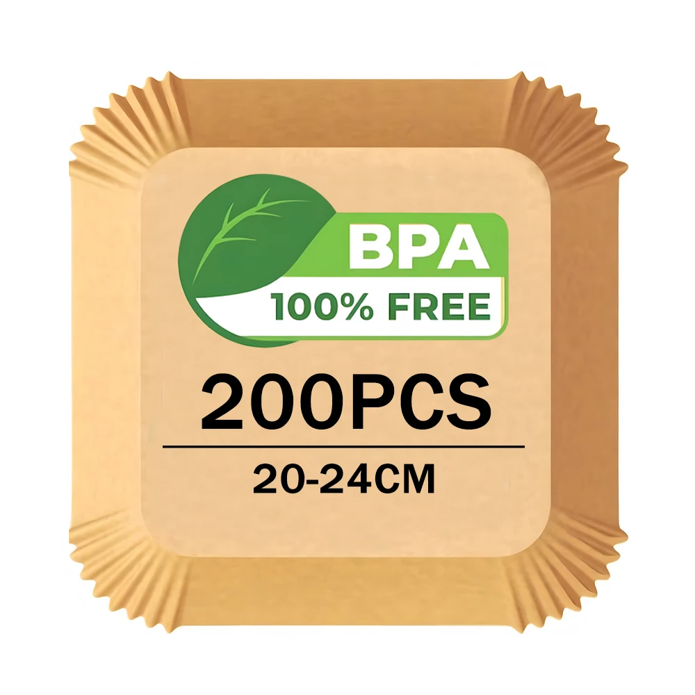 Luftfritteusen-Papiereinlagen für Cosori 5'5/6'4/8 L 20 cm 24 cm XXL quadratisches wiederverwendbares Einweg-Ofen-Backpapierfach Image