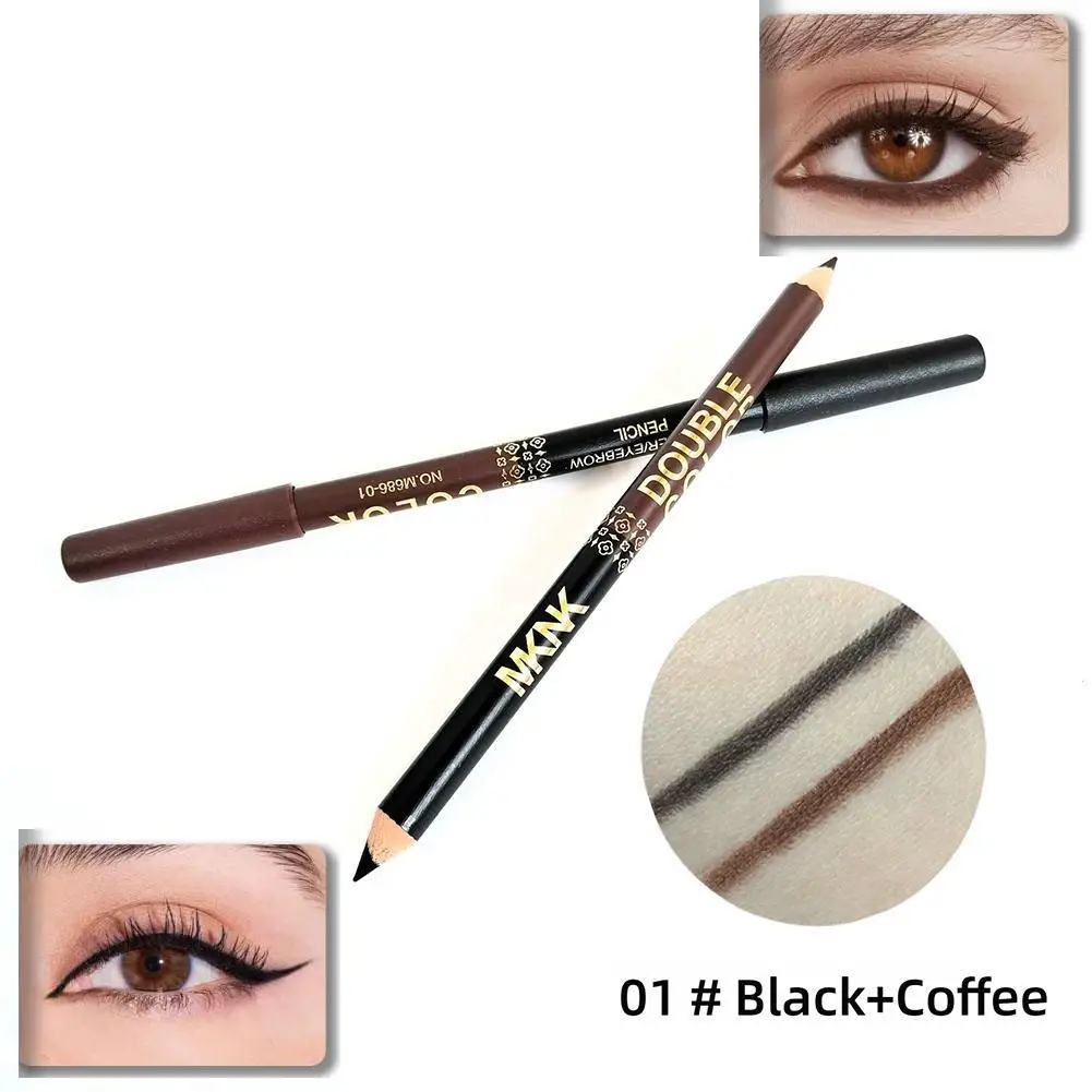 Doppelköpfiger zweifarbiger Eyeliner-Stift, glatt, langlebig, wasserdicht, perlmuttartig, liegender Seidenraupen-Lidschatten-Stift, Stick-Augen-Make-up Image