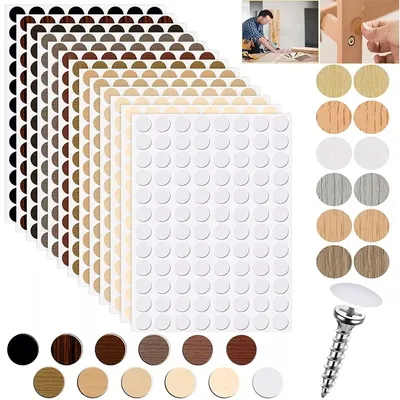 54 Stück/Blatt 21 mm PVC runde Holzmöbel-Schraubenabdeckkappen, Aufkleber für Schrank, Image