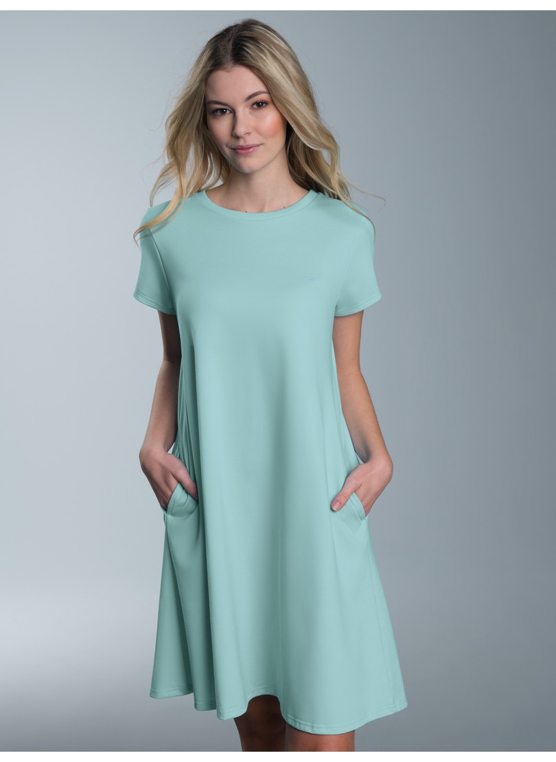 Jerseykleid TRIGEMA "TRIGEMA Kleid in Piqué-Qualität", Damen, Gr. M, US-Größen, blau (gletscher), 100% Baumwolle, Kleider Jerseykleid