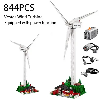 844PCS Creative Series Vestas Wind Turbine Building Blocks Electric Windmill Generator Model Bricks