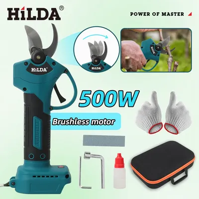 HILDA Brushless Electric Pruning Shears Cordless Fruit Tree Branches Scissors Power Tool For Makita