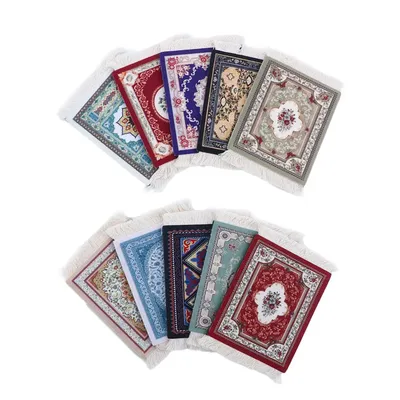 11*9cm Retro Persian Pattern Tassel Coasters Ethnic Style Placemat Cup Pads Home Table Decor Kitchen