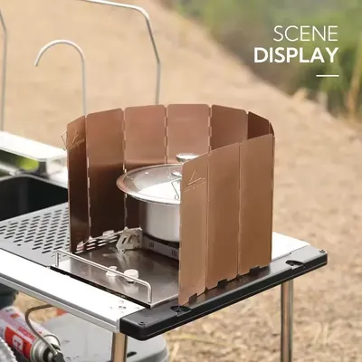 CAMPINGMOON Workmanship folding 10 Aluminum Plates Camping Cooker Wind Shield gas cover camping gas