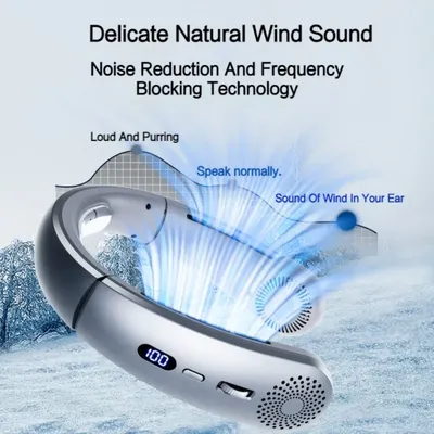 JKUOO Portable Neck Fan, Hands Free Personal Fan, 360° Airflow,3-16 Running Hours,4000mAh Battery USB Rechargeable,