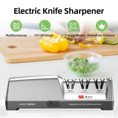 Electric Knife Sharpener 15 Degrees Knife Sharpener for Kitchen Knives with Quick Sharpening and
