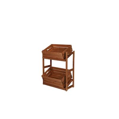 PROREGAL Getränkekistenregal SPREEWALD HxBxT 86x70x33cm 2 Ebenen Massives Kiefernholz Braun geölt Getränkekistenständer Image