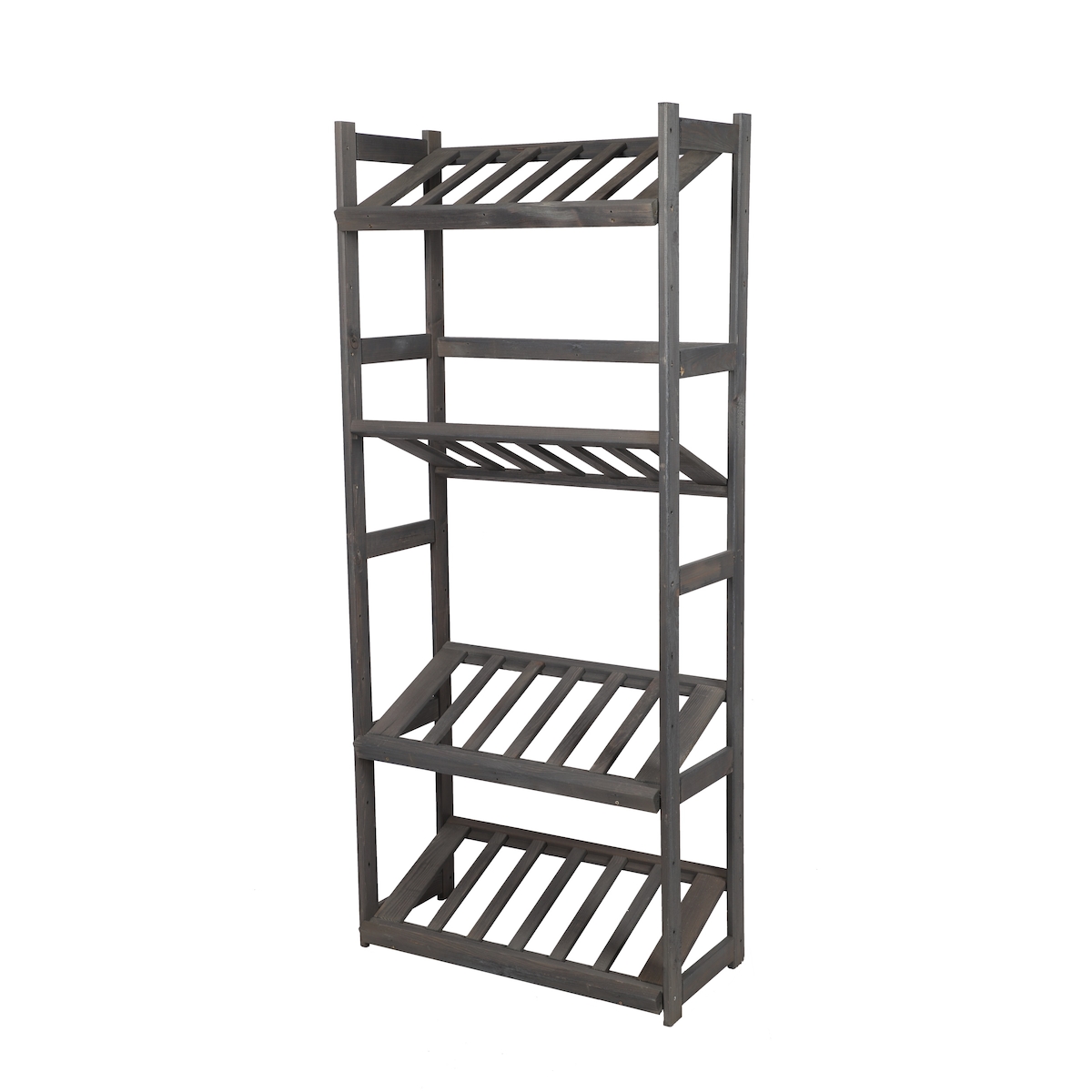 PROREGAL Getränkekistenregal SPREEWALD HxBxT 163x70x33cm 4 Ebenen Massives Kiefernholz Grau geölt Getränkekistenständer Image