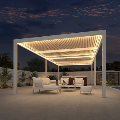 PURPLE LEAF Louvered Pergola Modern White Pergola with Adjustable Roof for Deck Backyard Garden