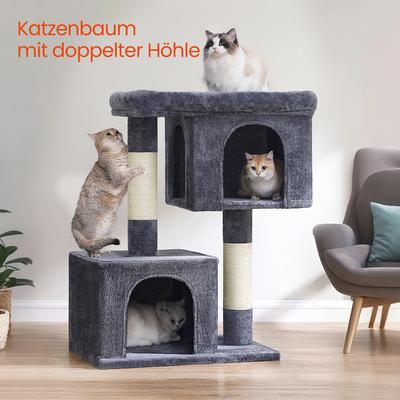 TEMU 101 Cm High Scratching Tree, Cat Tree, Large Platform, 2 Cat Caves, Sisal Trunks, Cat House
