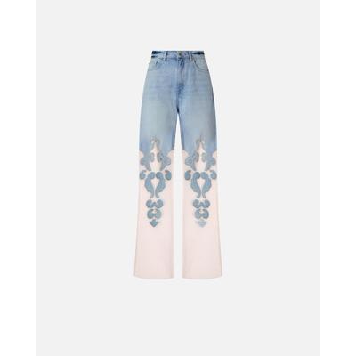 Wide-leg Jeans With Sheer Organza - Blue - Pinko Jeans