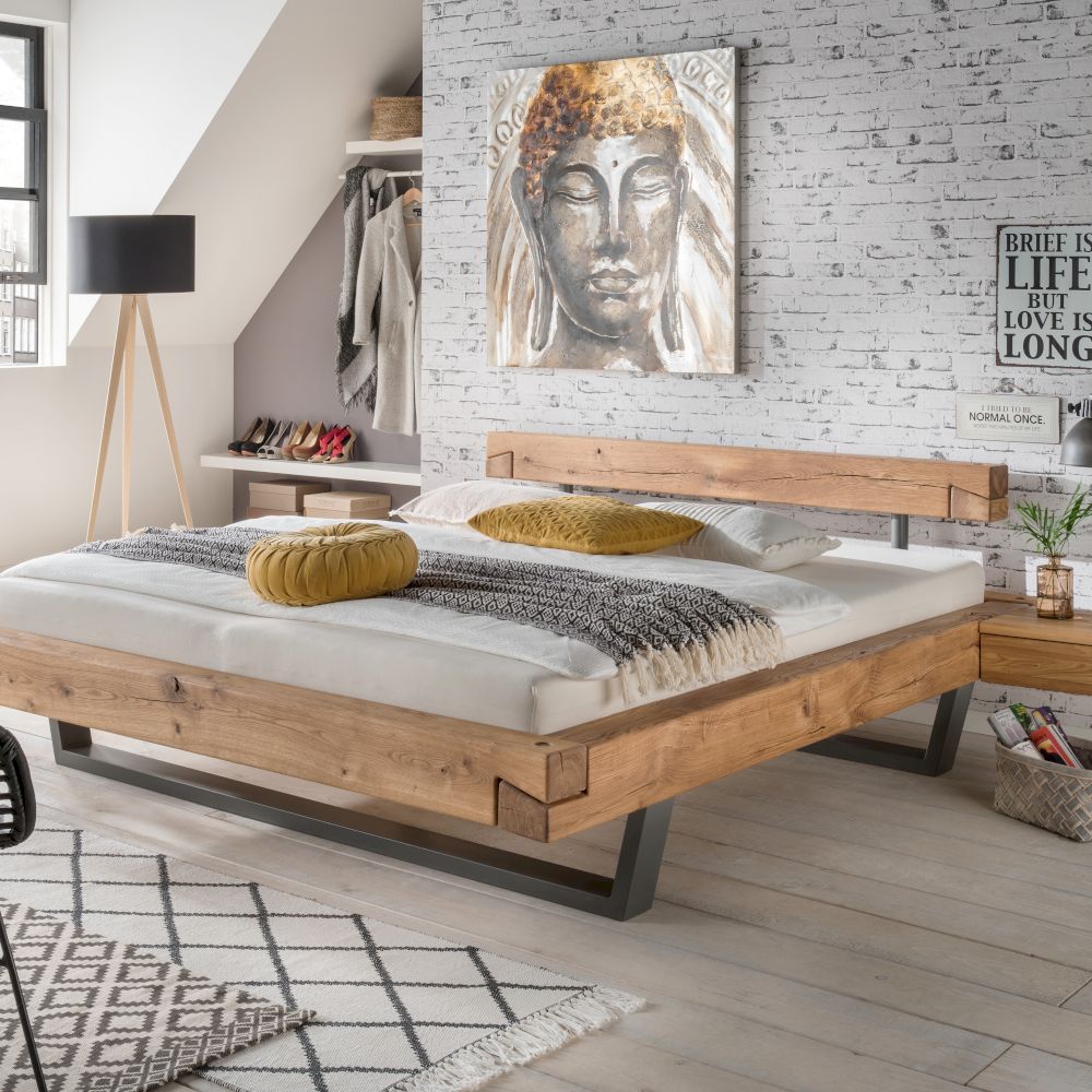 Massivholz »Vancouver 4« Wildeiche Schwebebalkenbett 140x210 cm Image