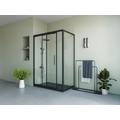 Parete doccia con porta scorrevole nero opaco stile industriale 140 x 80 x 195 cm - TORONI