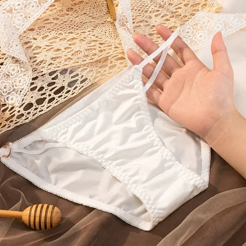 Weibliche nahtlose Eisse ide Slips Frauen niedrige Taille atmungsaktiv bequem sexy Damen Tanga Unterwäsche Satin Stoff weibliche Hosen