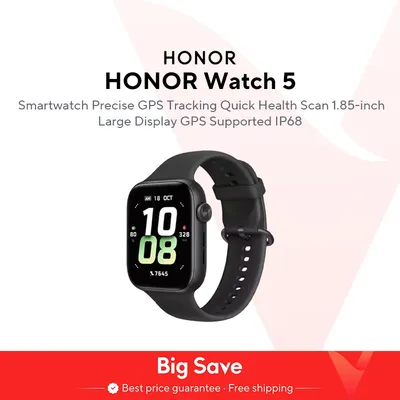 Honor Watch 5 Smartwatch mit 1,85" AMOLED, Herzfrequenz + Schlaf- und Stressmonitoren, unterstützt Image