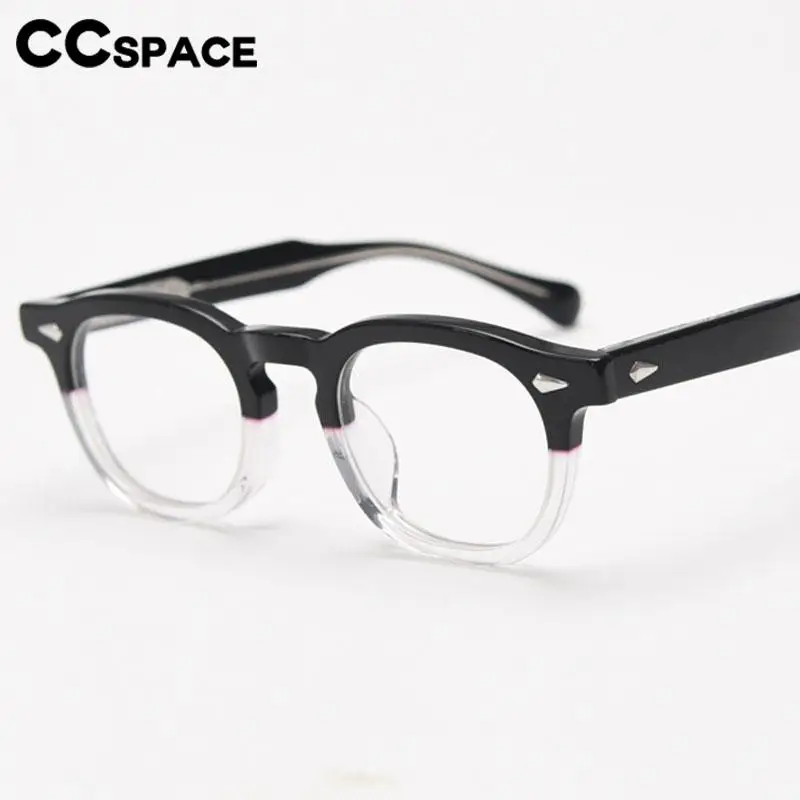 56838 Hohe Qualität Retro Acetat Optische Brillengestell Männer Frauen Beliebte Runde Niet Flache Spiegel Brillen