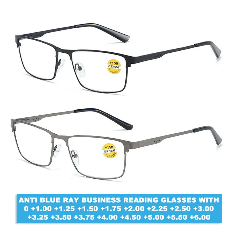 Männer Metall Computer Lesebrille Presbyopie Brillen 0 + 1,0 + 1,25 + 1,5 + 1,75 + 2,0 + 2,25 + 2,5 + 2,75 + 3,0 + 3,25 + 3,5 + 4,0 + 4,5 + 5,0 + 5,5 + 5,5 + 6 Image
