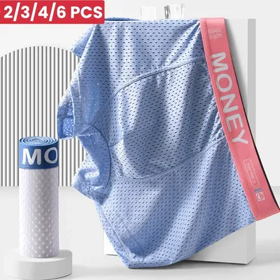 2/3/4/6 pcs Herren Eis Seide Unterwäsche Mesh Graphen anti bakteriellen Schritt und flache Winkel Image