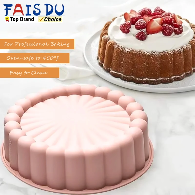 FAIS DU Multifunktionale Silikon-Kuchenform, wiederverwendbar, antihaftbeschichtet, runde Pfanne zum Selbermachen, Backen von Desserts und Mousse-Kuchen, Küchenzubehör Image