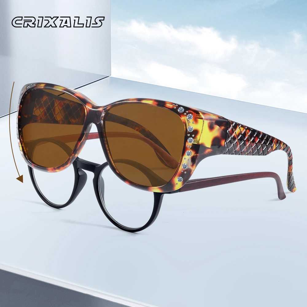CRIXALIS Fit Over Cover Brillen Multifunktions-Sonnenbrille Damen Übergroße Fahrbrille Sonnenbrille UV-Schutz Image