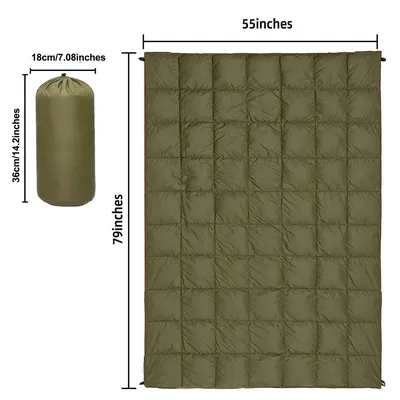 Down Camping Blanket Lightweight Warm Packable Camping Quilt Portable Foldable Down Blanket Outdoor Camping Hiking Travel Quilt