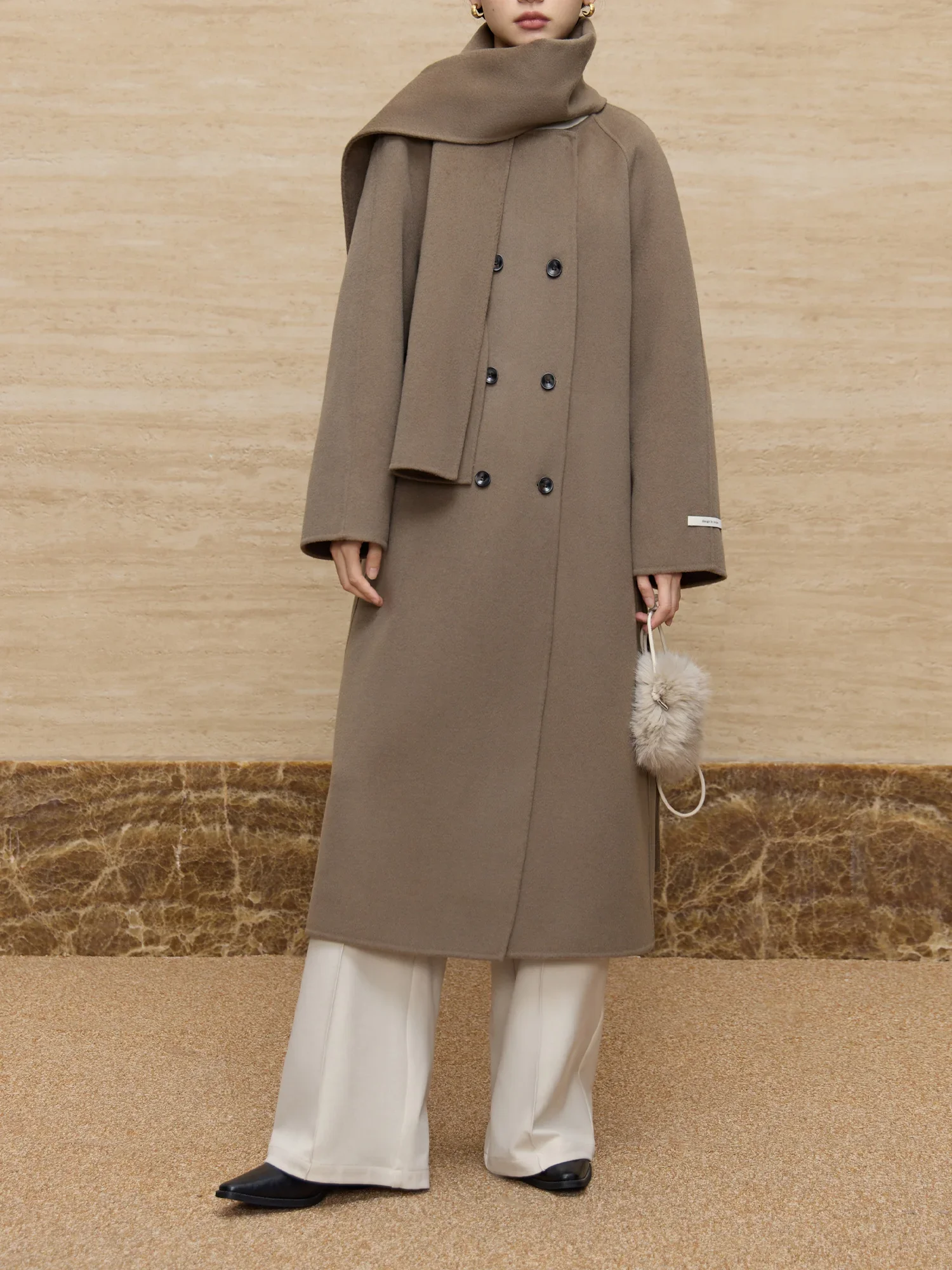 Ziqiao Petite Größe 100% Wolle Wende Tweed Schal Freizeit mantel für Frauen 2024 Winter neues Design Tweed Chic warmen Mantel 24 zq94114