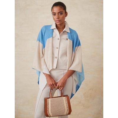 J.McLaughlin Women's Skyler Cashmere Wrap in Color Block Blue/Natural