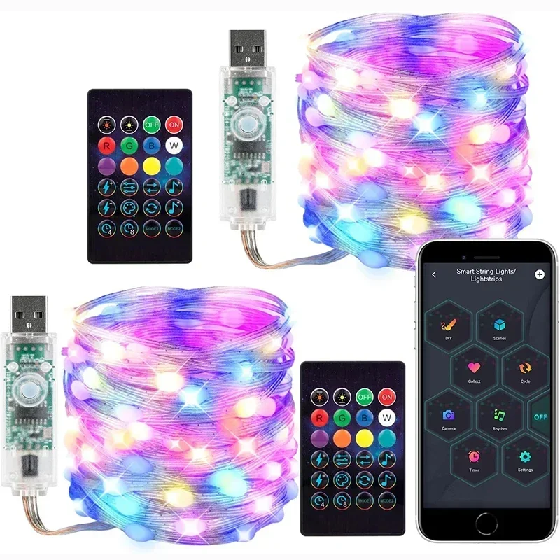 LED Lichterkette Led Draht String Licht Bluetooth APP Fernbedienung PVC Draht Traum Farbe Licht Garten Party Hochzeit Dekor