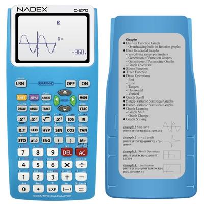Nadex Coins C-270 Handheld Scientific Calculator With Black And White Graph Functions, Nxte-1943, Blue