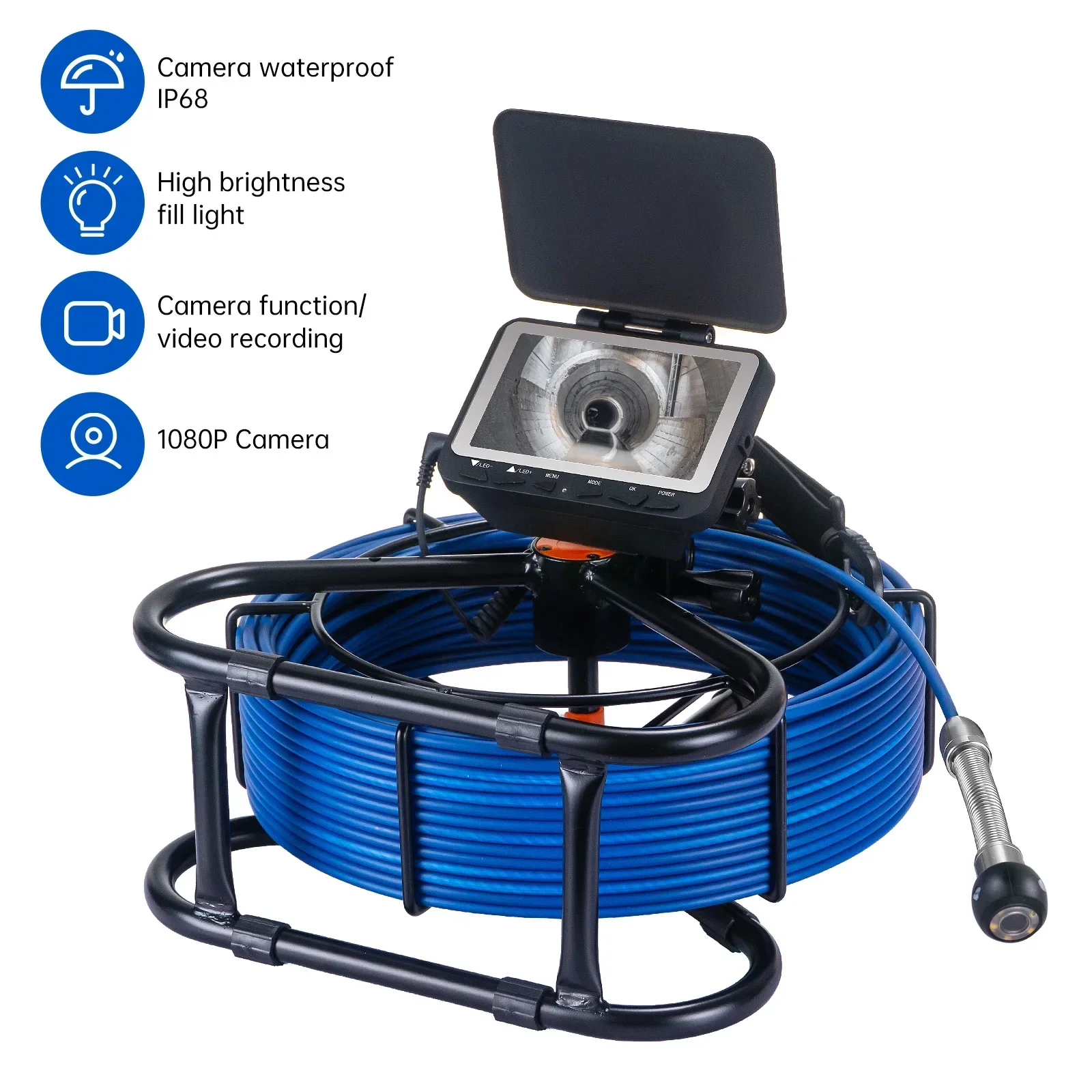 Kanalrohr-Inspektionskamera, DVR, 16 GB, Videoaufzeichnung, SYANSPAN, Abfluss, Industrie-Endoskop, Schlangenkamera für Sanitär, Zuhause Image