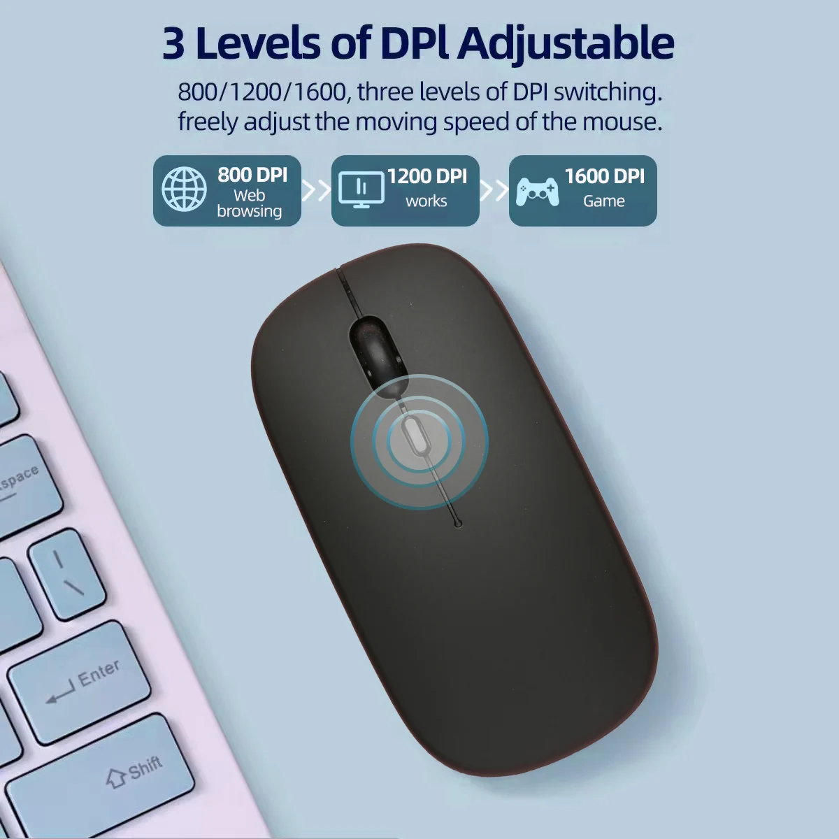 Bluetooth-Kompatibel Drahtlose Maus BT Tablet Maus 4-Taste Einstellbare DPI Ergonomische Büro Maus Für Telefon Laptop Macbook Ipad Image