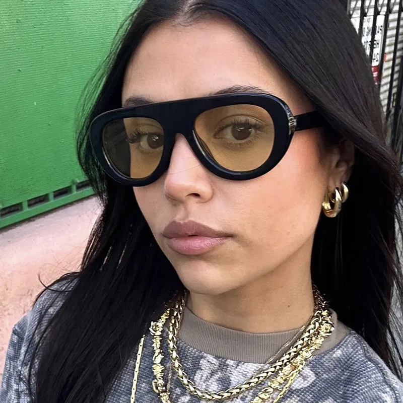 JNPCXI Vintage Pilot Frauen Sonnenbrille Mode Schwarz Orange Shades UV400 Männer Trend Punk Sonnenbrille